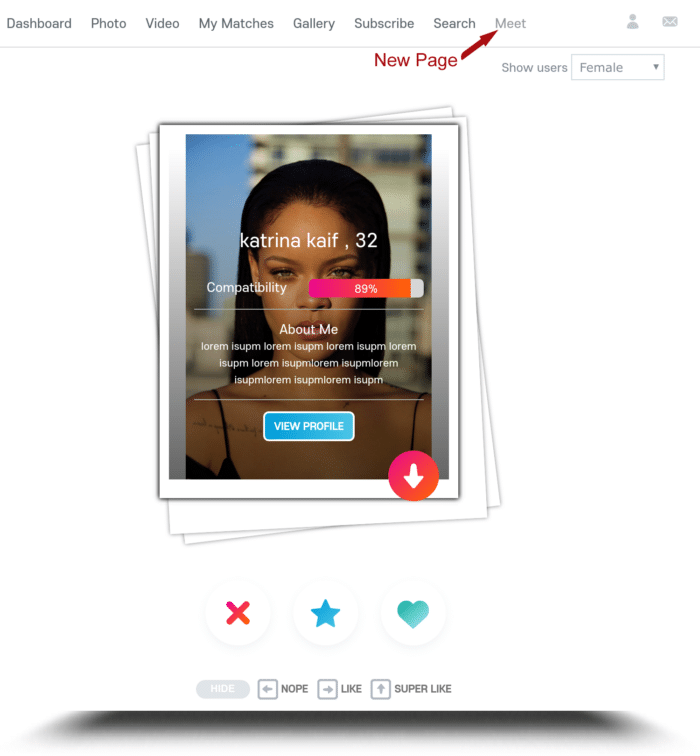 Tinder Match for Skadate: Profile Discovery Game Plugin for Oxwall & Skadate